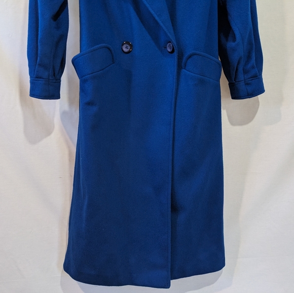 Stunning Electric Royal Blue Vintage Ashley Scott 100% Wool Long Coat Jacket - Picture 7 of 11